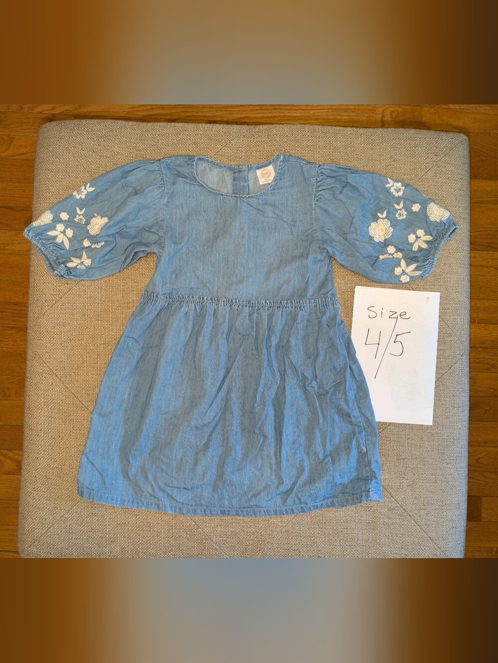 Denim Dress With Embroidery Flowers